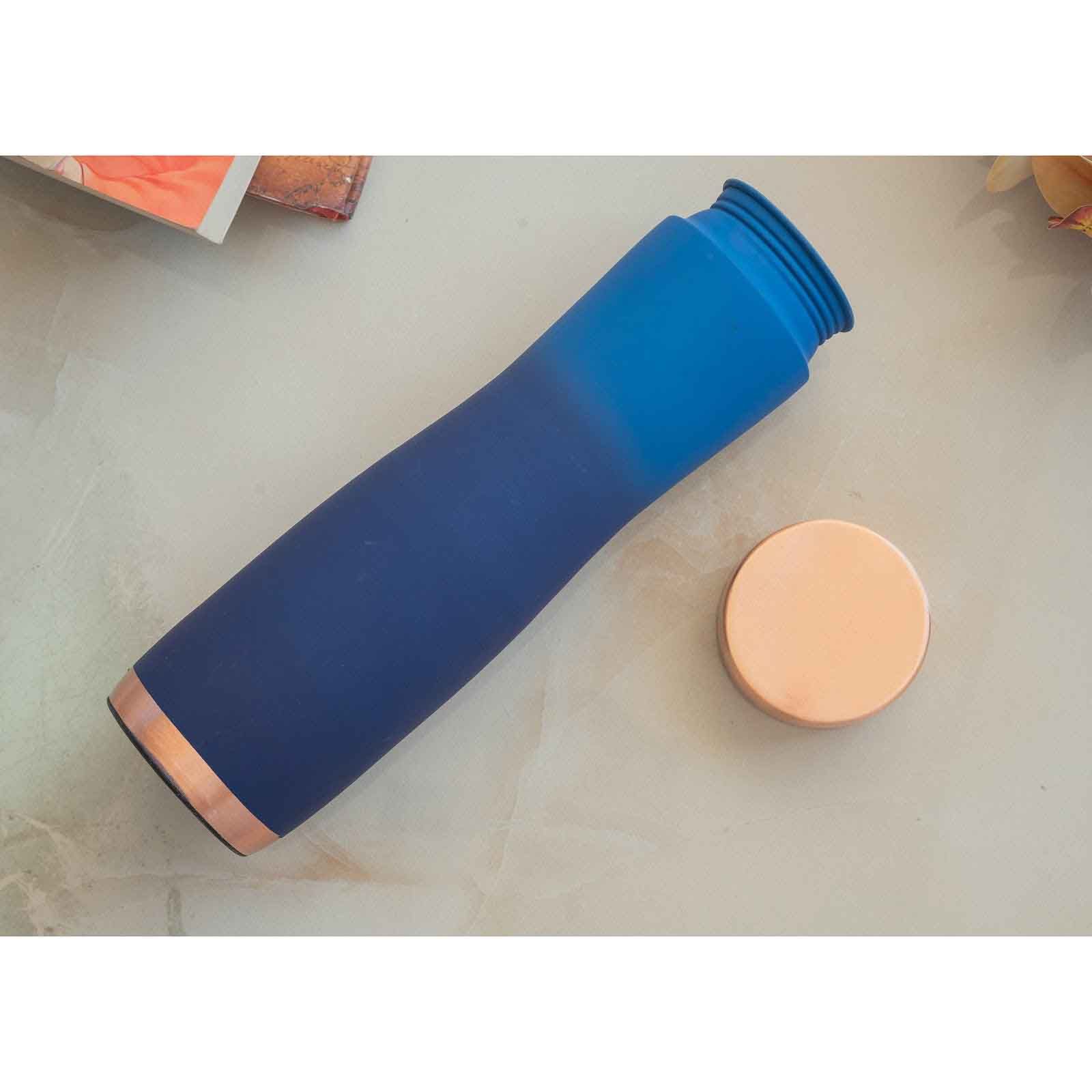 Pure copper water bottle with ombre silk finish design blue - 1000 ML 151